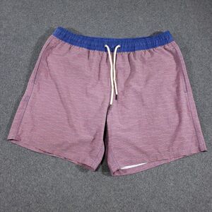 Fair Harbor Swim Trunks Mens XXL / 2XL Red Blue Wave Striped Lined Shorts